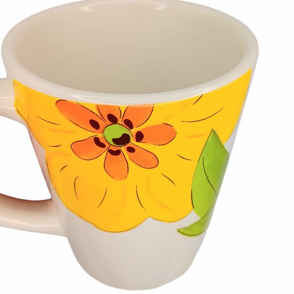 Gates Ware Laurie Gates Floral Mugs Yellow Blue Orange Hippie Boho Set of Three - Picture 6 of 9
